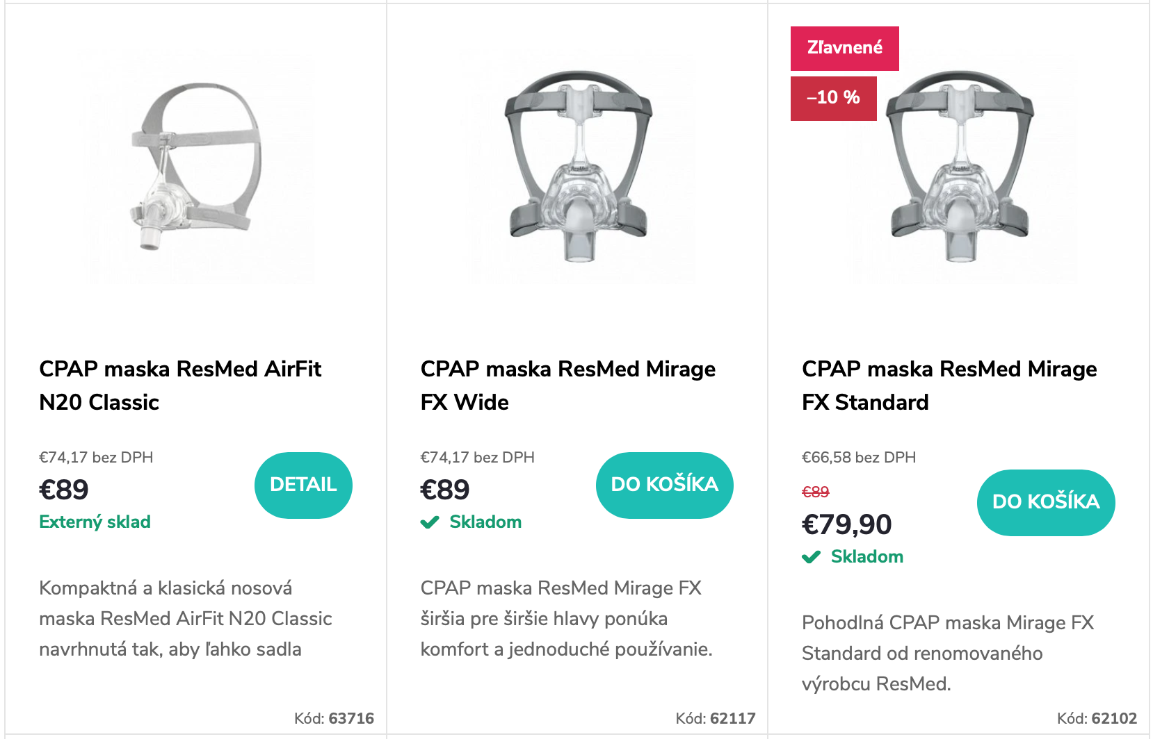 CPAP masky